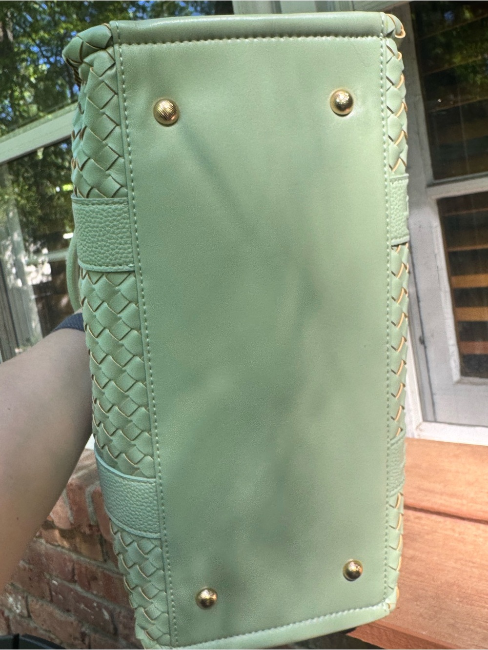 Ello Mint Woven Vegan Leather Tote Set | Wallet + Strap + Heart Charm | NWT - Picture 9 of 12